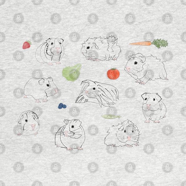 Guinea Pig Line Art by ahadden